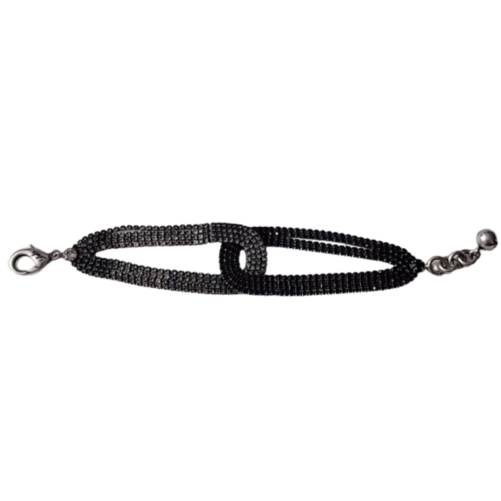 New Lulu Frost Crystal 2 Color Bracelet Silvertone